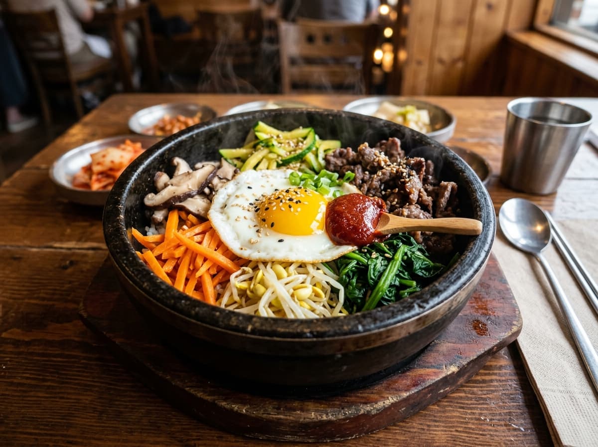Authentic Korean Dolsot Bibimbap (Sizzling Stone Bowl Mixed Rice)