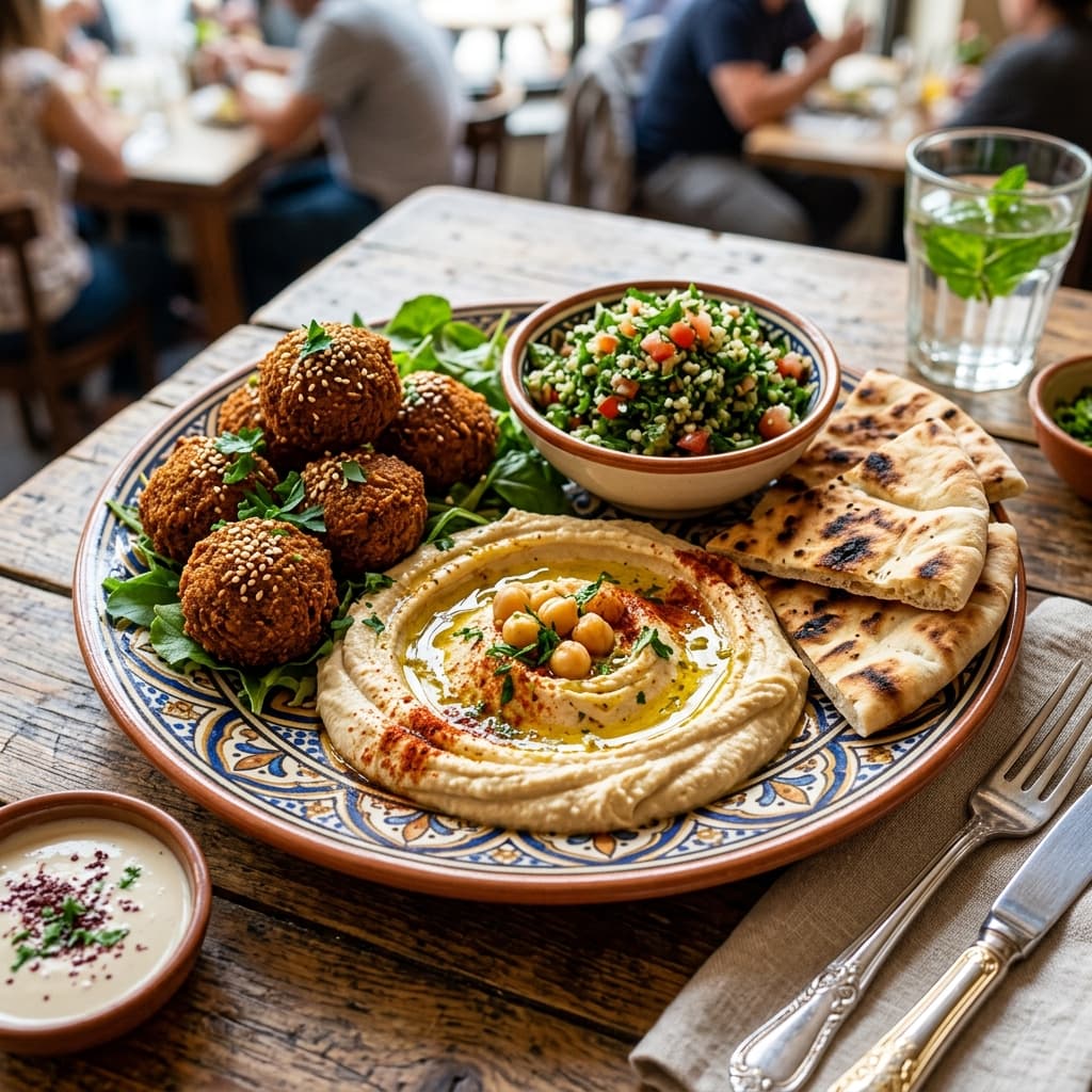 Lebanese Hummus and Falafel Platter
