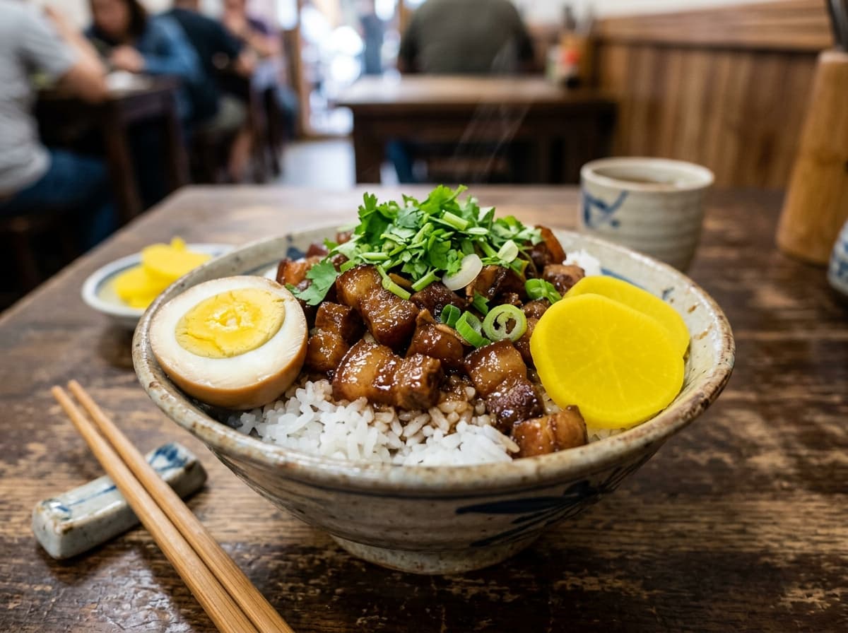 Authentic Taiwanese Lu Rou Fan (Braised Pork Rice Bowl)