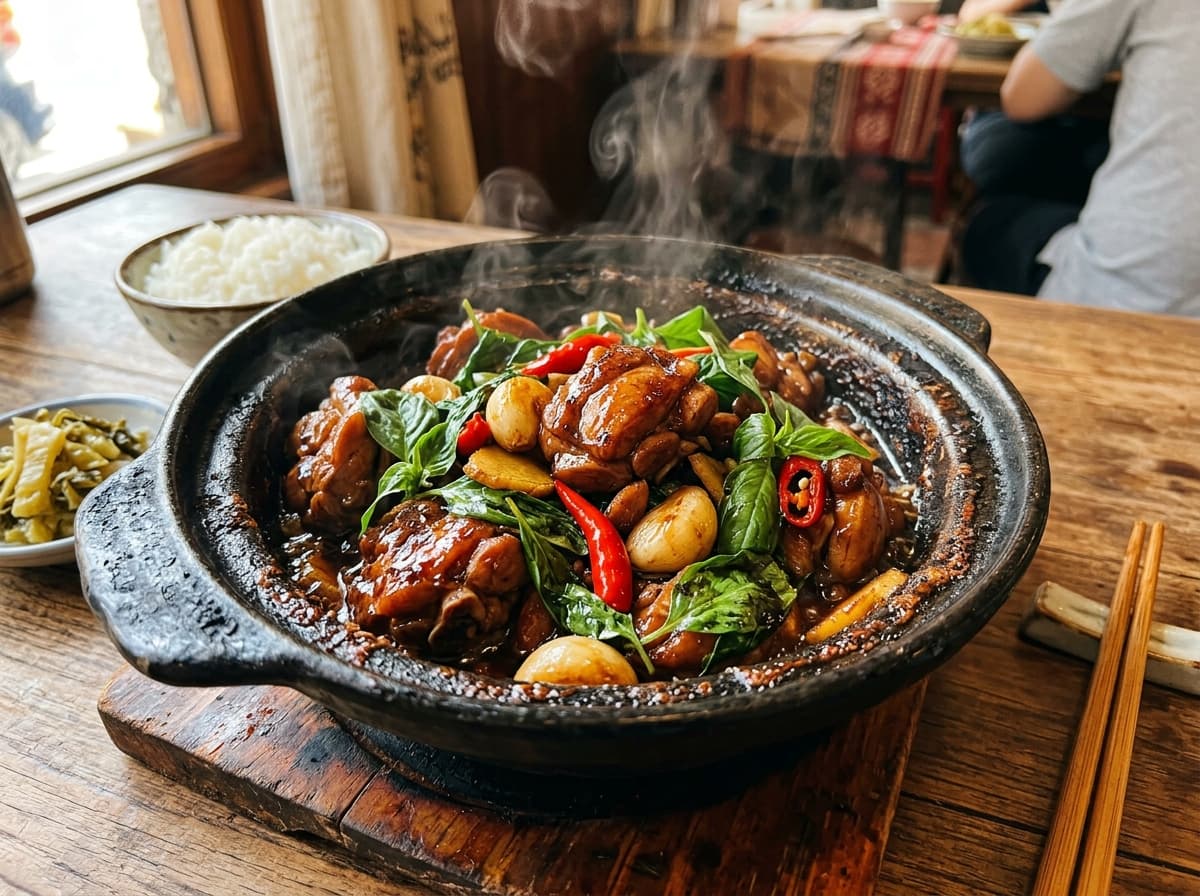 Taiwanese Three Cup Chicken in Claypot (San Bei Ji)