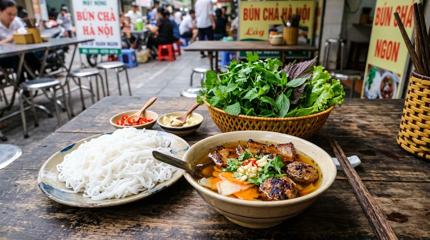 Authentic Bún Chả Hà Nội (Grilled Pork & Vermicelli Noodle Bowls)