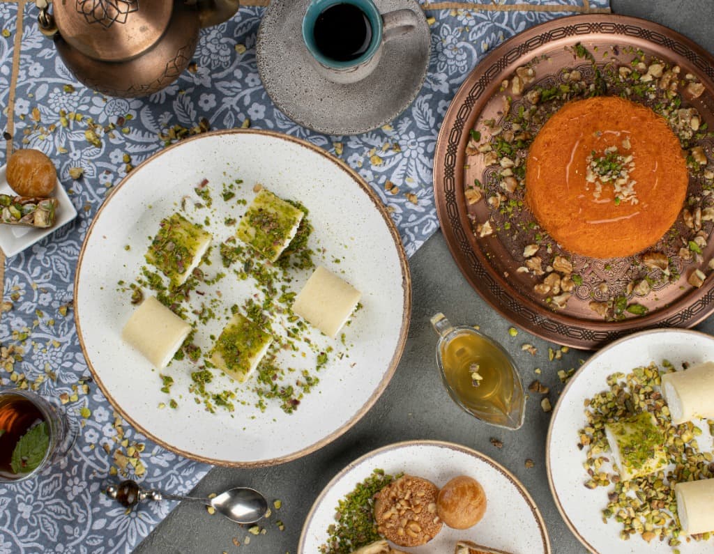 Authentic Lebanese Cheese Knafeh with Ka'ak & Orange Blossom Syrup
