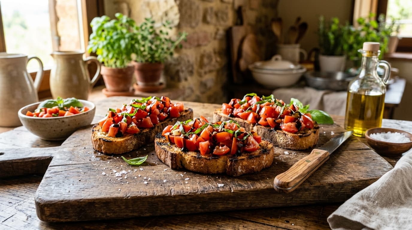 Authentic Italian Bruschetta al Pomodoro with Basil & Aged Balsamic