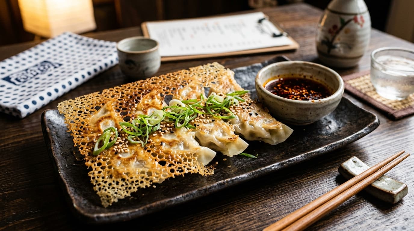 Authentic Japanese Pan-Fried Pork & Cabbage Gyoza (Crispy Skirt Potstickers)